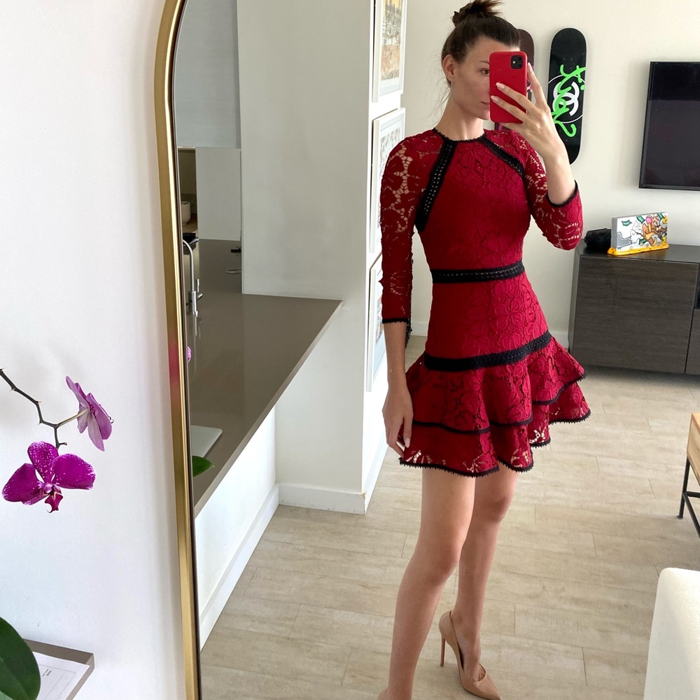 Alexis Red Mini Dress with Flared Skirt - excellent condition